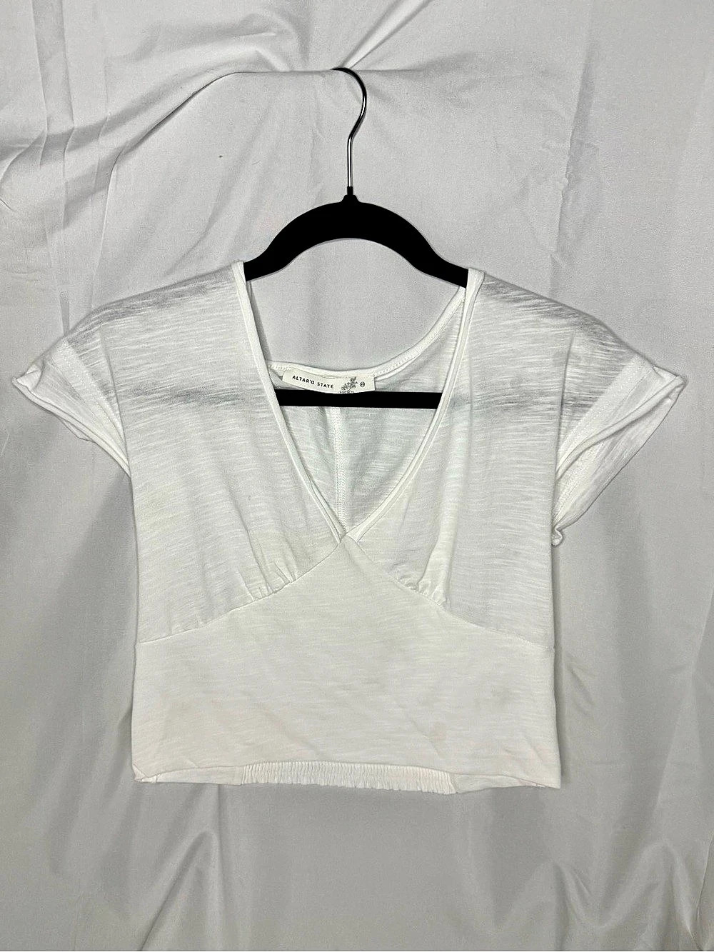 Altar'd State White Short Sleeve Crop Top